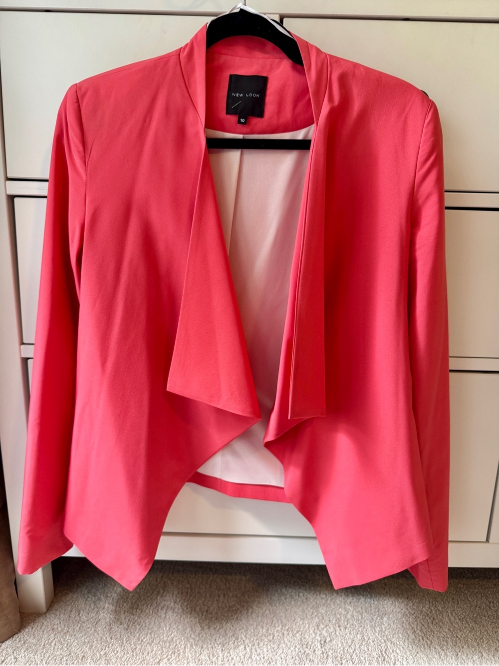 New Look Coral Pink Open-Front Drape Blazer